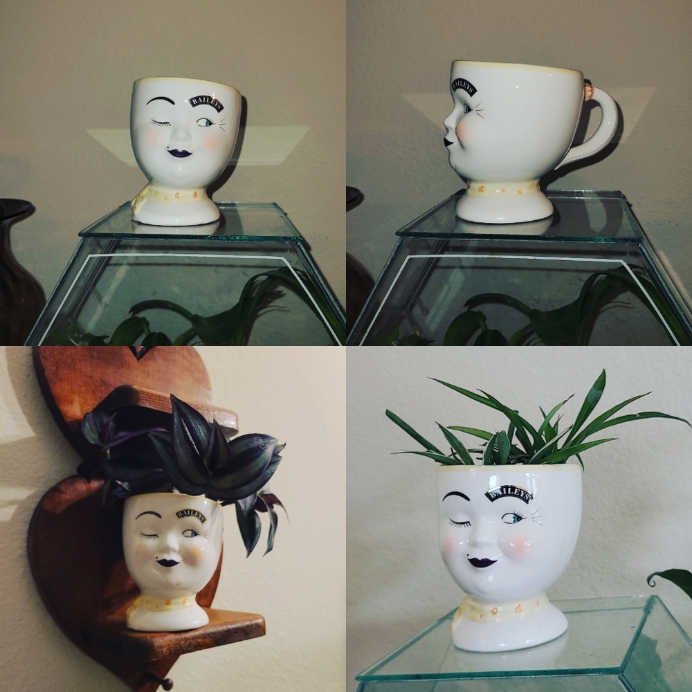 Vintage baileys mug planter